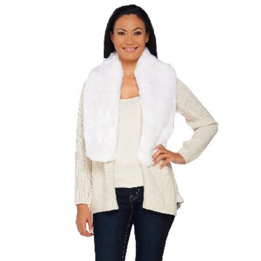 Halston Silk-Cashmere Cardigan Faux Fur Collar
